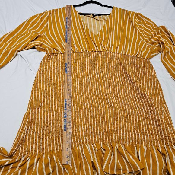 Rebdolls See It All Vertical Striped Smocked Mini Dress Mustard Size 5X - Picture 9 of 9